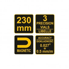 16300 VOREL Nivela magnetica cu 3 bule, 230 mm..